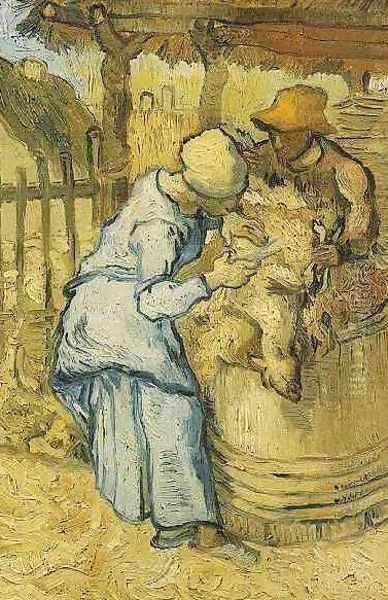 Sheep Shearers The (after Millet) Oil Painting by Vincent Van Gogh