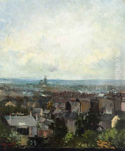 View of Paris from near Montmartre Oil Painting by Vincent Van Gogh