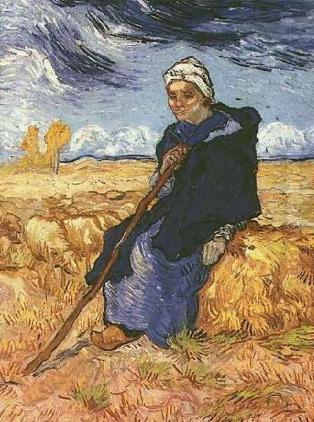 Shepherdess The (after Millet) Oil Painting by Vincent Van Gogh