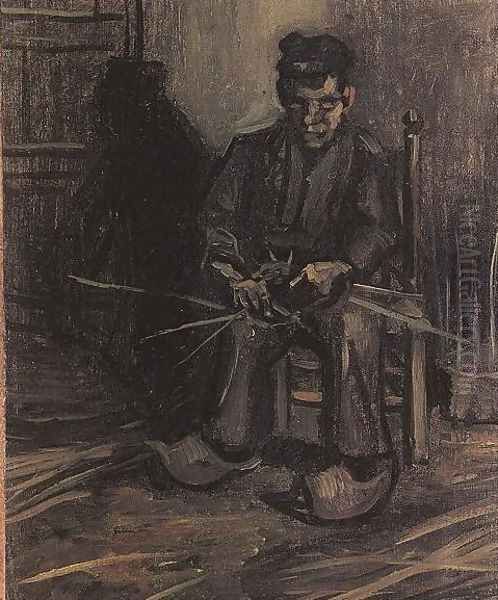 Peasant Making A Basket Oil Painting by Vincent Van Gogh