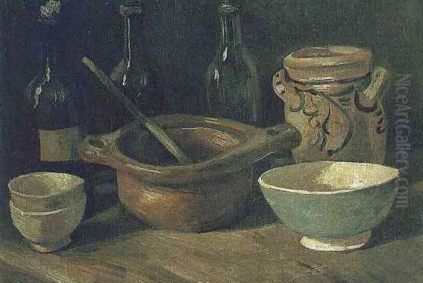 Still Life With Earthenware And Bottles Oil Painting by Vincent Van Gogh