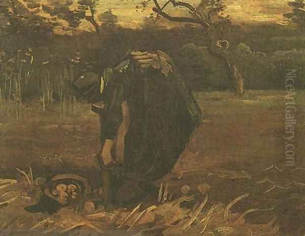 Peasant Woman Digging Up Potatoes Oil Painting by Vincent Van Gogh