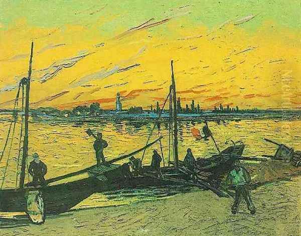 Barges 1888 Oil Painting by Vincent Van Gogh