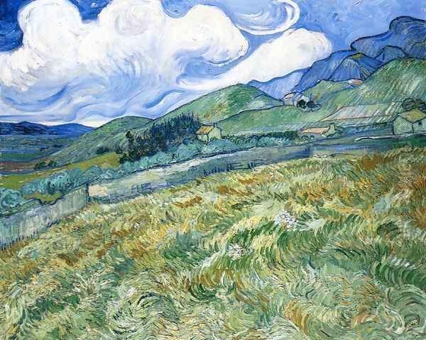 Wheatfield with Mountains in the Background Oil Painting by Vincent Van Gogh