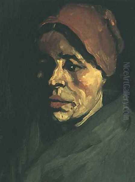 Head Of A Peasant Woman With Brownish Cap Oil Painting by Vincent Van Gogh