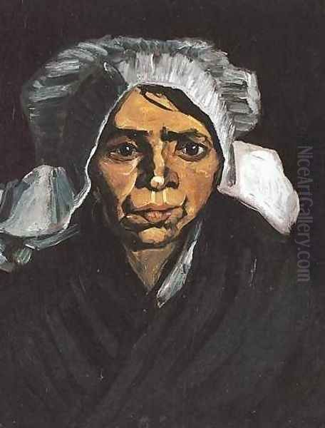 Head Of A Peasant Woman With White Cap I Oil Painting by Vincent Van Gogh