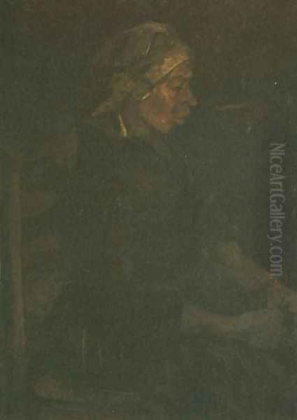 Peasant Woman Seated With White Cap Oil Painting by Vincent Van Gogh