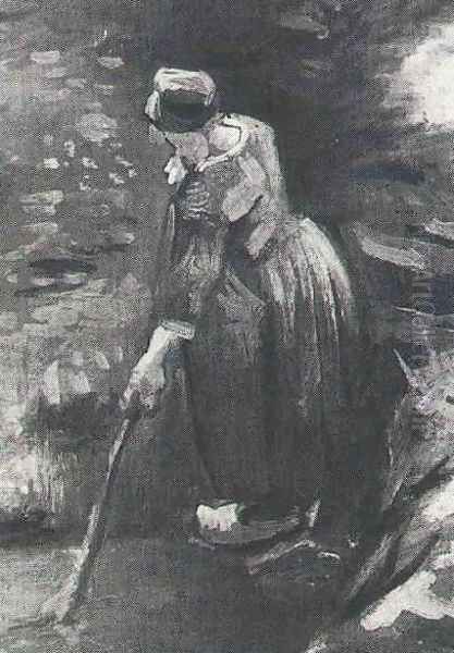 Peasant Woman Raking Oil Painting by Vincent Van Gogh