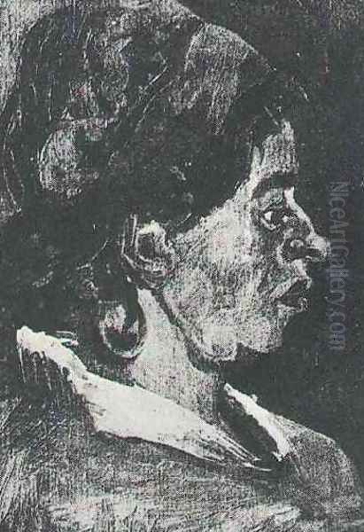 Head Of A Peasant Woman With Dark Cap IX Oil Painting by Vincent Van Gogh