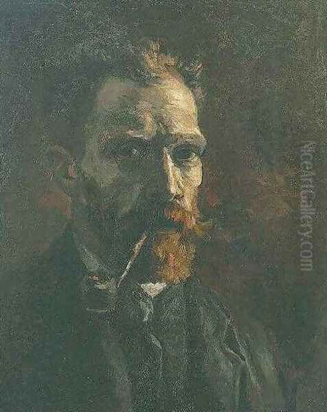 Self Portrait With Pipe Oil Painting by Vincent Van Gogh