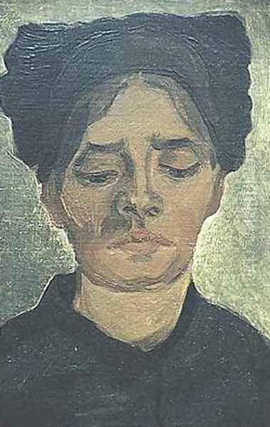 Head Of A Peasant Woman With Dark Cap I Oil Painting by Vincent Van Gogh