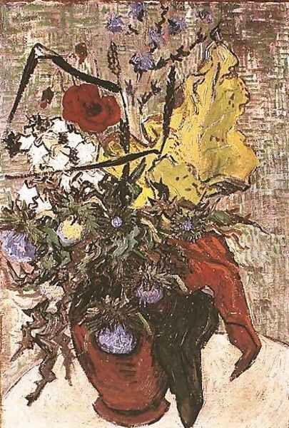 Wild Flowers And Thistles In A Vase Oil Painting by Vincent Van Gogh