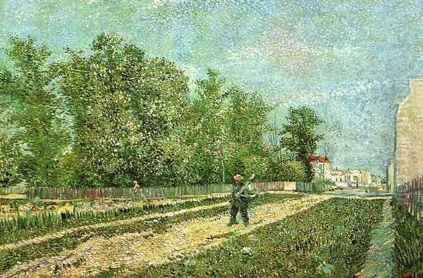 Man with Spade in a Suburb of Paris Oil Painting by Vincent Van Gogh