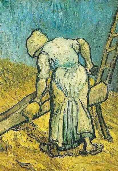 Peasant Woman Cutting Straw (after Millet) Oil Painting by Vincent Van Gogh