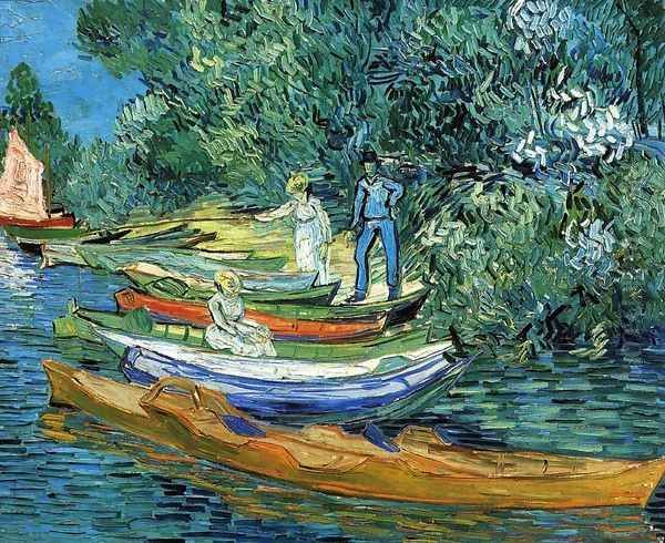 Rowing Boats on the Banks of the Oise Oil Painting by Vincent Van Gogh