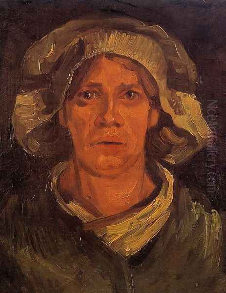 Head of a Peasant Woman With white Cap Oil Painting by Vincent Van Gogh