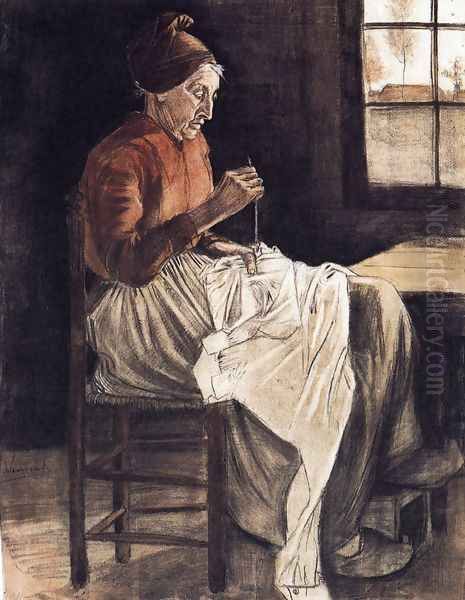 Woman Sewing 2 Oil Painting by Vincent Van Gogh