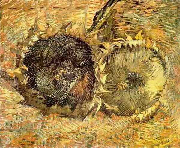 Deux tournesols coupés 1887 Oil Painting by Vincent Van Gogh