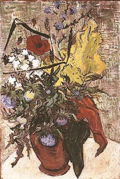 Fleurs des champs dans un vase 1890 Oil Painting by Vincent Van Gogh