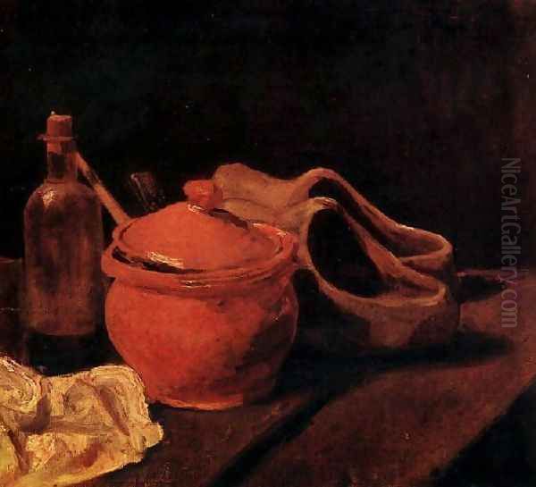 with Earthenware, Bottle and Clogs Oil Painting by Vincent Van Gogh