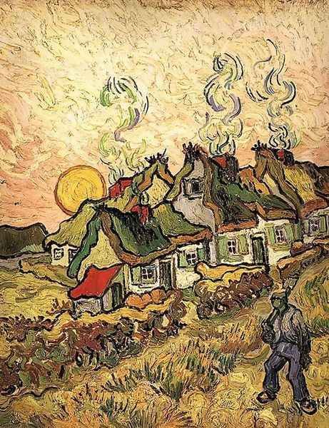 Thatched Cottages in the Sunshine Oil Painting by Vincent Van Gogh