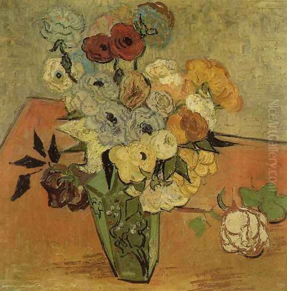 Vase with Roses and Anemones Oil Painting by Vincent Van Gogh