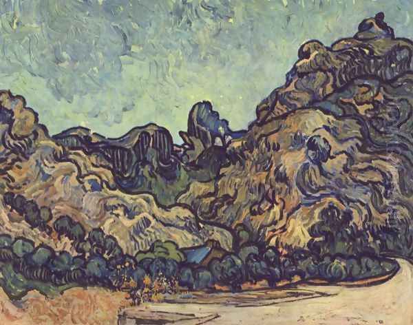 Mountains at Saint-Remy with Dark Cottage Oil Painting by Vincent Van Gogh