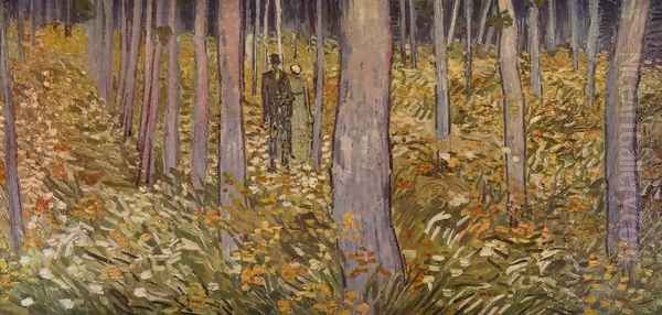 Sous-bois avec deux personnages 1890 Oil Painting by Vincent Van Gogh