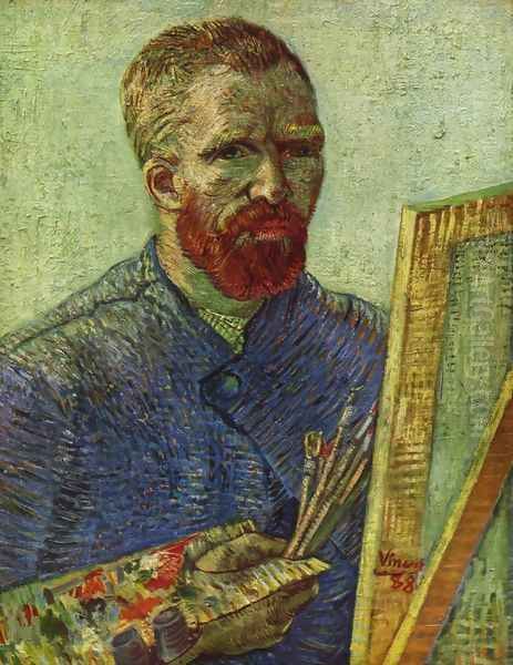 Self Portrait while painting Oil Painting by Vincent Van Gogh