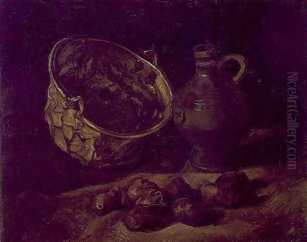 with Copper Kettle, Jar and Potatoes Oil Painting by Vincent Van Gogh