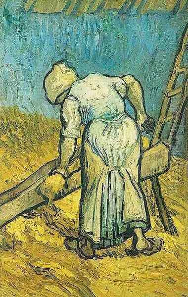 Paysanne coupant de la paille 1889 Oil Painting by Vincent Van Gogh