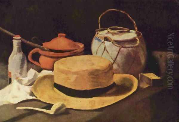 still life with yellow hat Oil Painting by Vincent Van Gogh