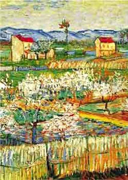 Peach Trees In Bloom 1888 Oil Painting by Vincent Van Gogh