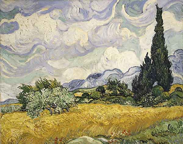 Wheat Field with Cypresses 1889 Oil Painting by Vincent Van Gogh