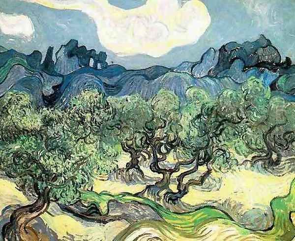 Olive Trees With The Alpilles In The Background Oil Painting by Vincent Van Gogh