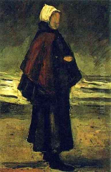 Fishmans Wife On The Beach 1882 Oil Painting by Vincent Van Gogh