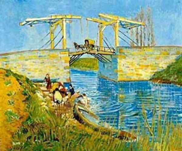 The Langlois Bridge With Women Washing 1888 Oil Painting by Vincent Van Gogh