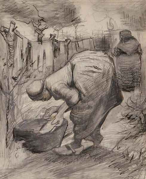 Woman by the Wash Tub in the Garden Oil Painting by Vincent Van Gogh