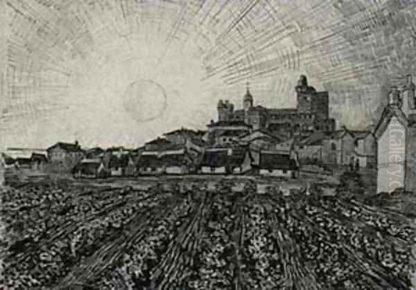 View Of Saintes Maries With Church And Ramparts 1888 Oil Painting by Vincent Van Gogh