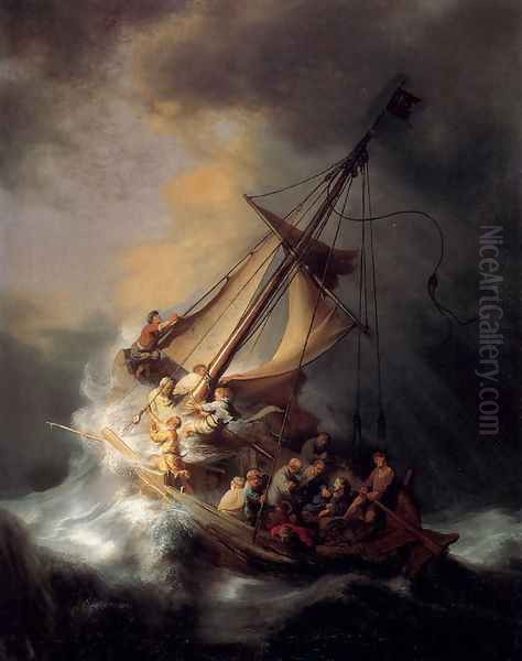 Christ In The Storm On The Sea Of Galilee Oil Painting by Rembrandt Van Rijn