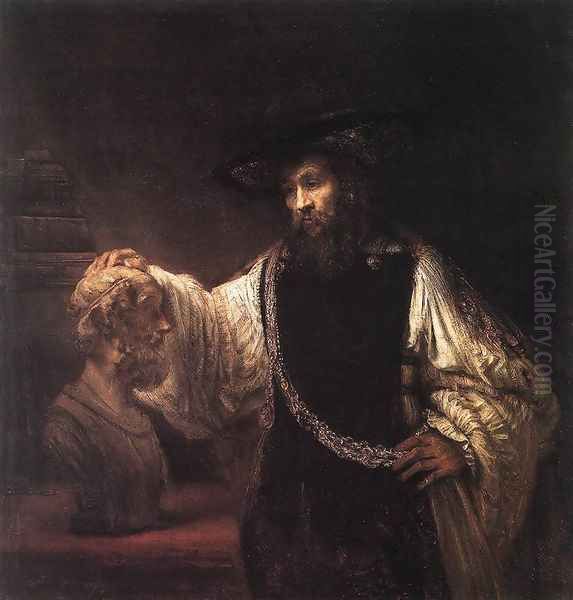 Aristotle with a Bust of Homer 1653 Oil Painting by Rembrandt Van Rijn