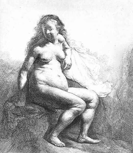 Seated Female Nude 1631 Oil Painting by Rembrandt Van Rijn