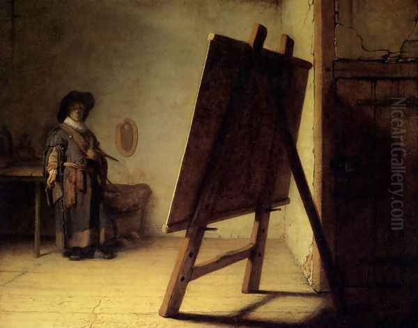 The Artist in his Studio 1626-28 Oil Painting by Rembrandt Van Rijn