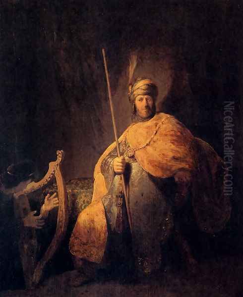 David Playing The Harp To Saul Oil Painting by Rembrandt Van Rijn