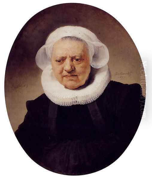 Portrait Of An Eighty-Three-Year-Old Woman Oil Painting by Rembrandt Van Rijn