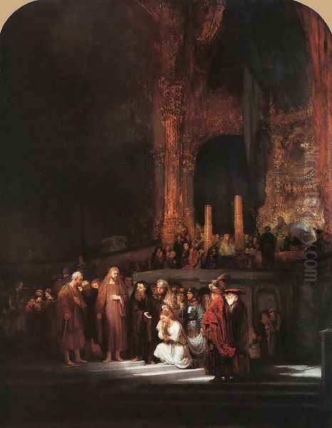 Christ and the Woman Taken in Adultery 1644 Oil Painting by Rembrandt Van Rijn