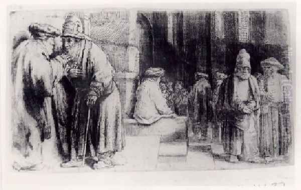 Jews in the Synagogue Oil Painting by Rembrandt Van Rijn