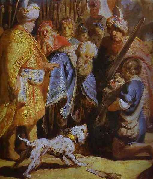 David Presenting the Head of Goliath to King Saul Oil Painting by Rembrandt Van Rijn