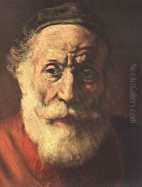 Portrait of an Old Man in Red (detail -1) 1652-54 Oil Painting by Rembrandt Van Rijn