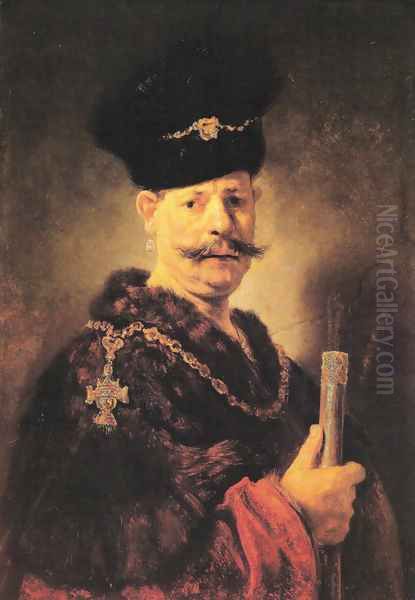 A Polish Nobleman Oil Painting by Rembrandt Van Rijn